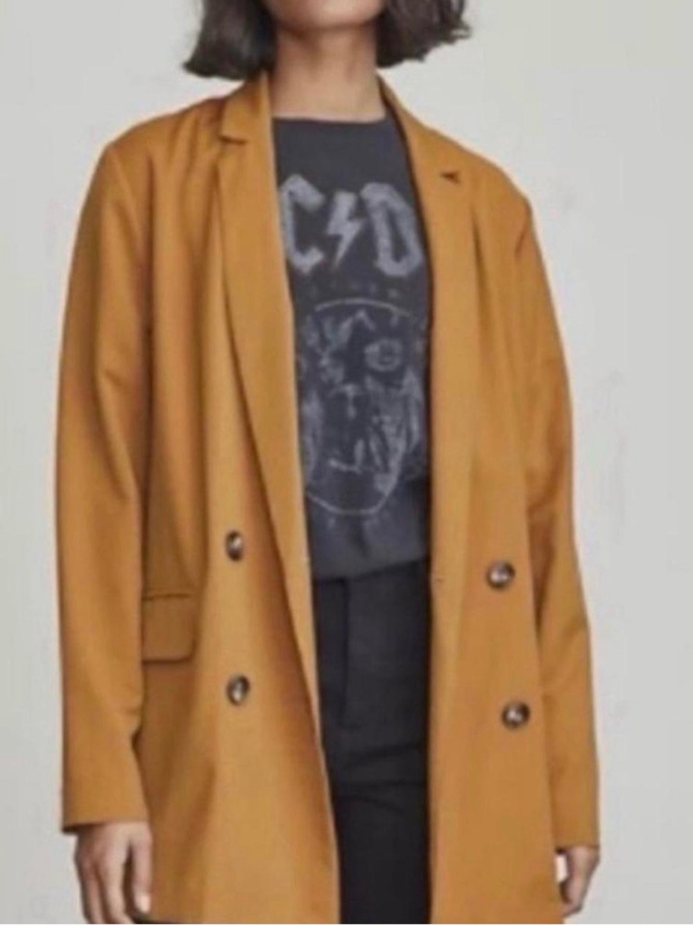 Elizabeth and James Double-Breasted Mustard Blazer Coat size XL